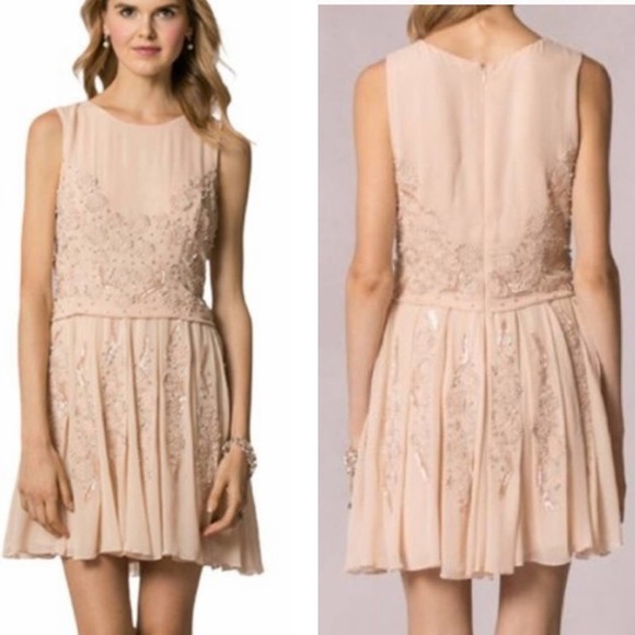 Jenny Yoo 'Blaire' Blush Sleeveless Embellished Dress Small - Picture 1 of 16